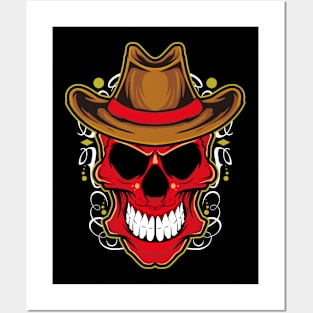 red skull with a hat Posters and Art